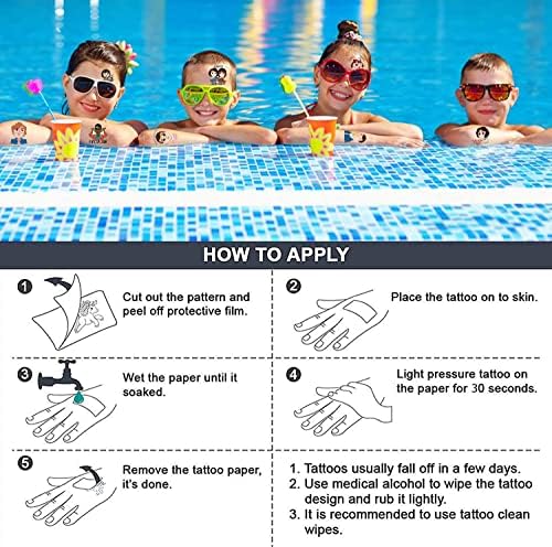 8 Sheets Temporary Tattoos for Stranger Things, 141PCS Waterproof Birthday Party Decorations for Pool Party Outdoor Activities, Fake Tattoos Stickers for Kids, Party Bag Fillers School Rewards