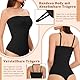 ONEW Damen Trägerloser Bandeau Shapewear Body Camisole Bodysuit Top mit Abnehmbarer Spaghettiträger Bauchweg Thong Miederbody Taillentrainer Tanga Body Shaper