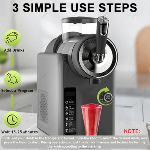 DOZPAL Slushy-Maker ohne EIS – 1,8-l-Slush-Maschine für Gefrorene Margaritas, Slushies, Frappés und Milchshakes, Gerät zur Herstellung von eisgekühlten Saft-Smoothies, 5 voreingestellte Programme – Bild 6