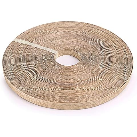 Skelang 22mm Oak Wood Veneer, 50m Roll Pre-Glued Veneer Edging Strip, Iron-on Adhesive Edging Tape for Shelf, Wardrobe, Door Frame Cover