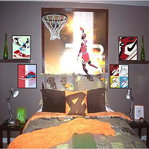 Poybux Design - Aj Wall Glossy Paper Art Poster Prints, Set Of 4 (8''X10'') Unframed, Aj Room Decor, Gym Shoes Art Sports Themed Wall Art For Boys Room Wall Decor,Gift For Boys, #TOP2