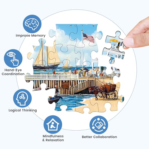 Image of Jigsaw Puzzles 300 Pieces for Adults White Villa Puzzle 300 Pieces Adult Puzzles Games for Kids Ages 8-10 10-12 Recycled Cardboard Puzzle Pieces Family Challenging Game 20.5x15IN