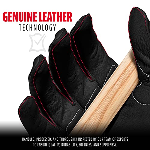 Franklin Sports Shok-Sorb X Batting Gloves - Adult Large - Black/Black | Bat Sting Protection, Leather Grip for Baseball + Softball, Breathable Mesh Vents, Official MLB Batting Glove, Kids + Adults - image 3