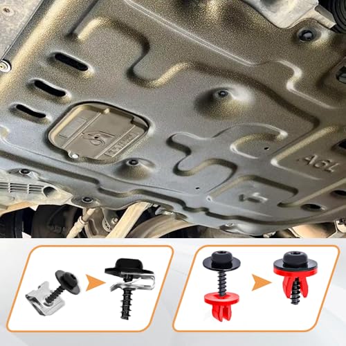 Image of HAOBO 10Sets Engine Splash Shield Guard Undertray Cover Screws Bolt Nut Clip Kit, Engine Splash Shield Screw Kit, Engine Under Cover Splash Shield Guard Body Bolt for Ford Focus Fusion (K1-10PCS)
