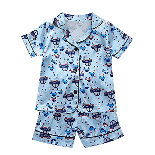 Toddler Boys Dinosaur 𝐏ajamas Satin Baby Girls Striped Silk 𝐏𝐣𝐬 Short Sleeve Summer Cute Floral Graphic Outfits