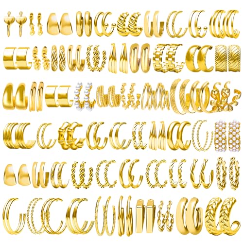 Image of NEWITIN 69 Pieces Gold Jewelry Set for Women Fashion Costume Jewelry Gold Plated Necklace Bracelet Earrings Set for Women