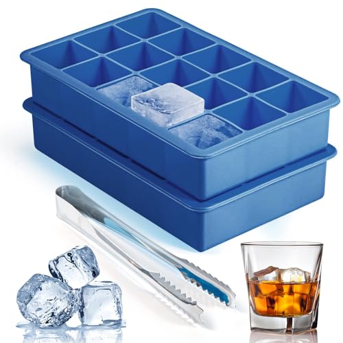 2 Pack Silicone Ice Cube Trays for Cocktail, Easy Release Ice Cubes Mold