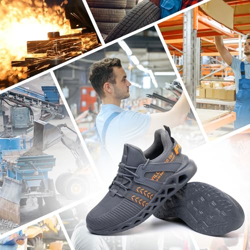 Image of Furuian Steel Toe Sneakers for Men Women Lightweight Safety Shoes Comfortable Puncture Proof Slip On Indestructible Work Shoes