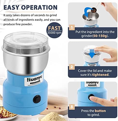 Huanyu 200g Electric Grain Grinder 10 Seconds Grinding Machine Swing Type Mill for Herb Spice Pepper Coffee Bean (Model 1)
