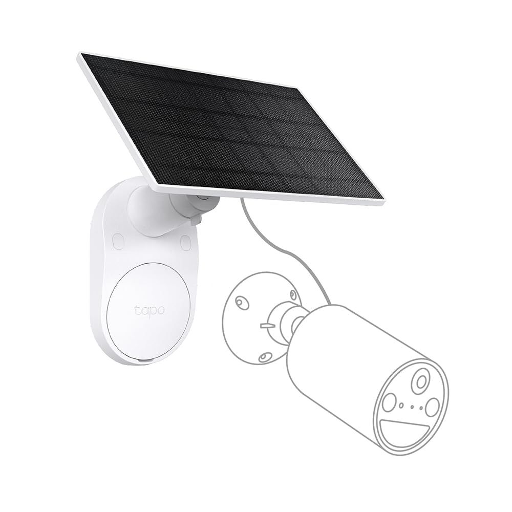 Tapo A201 Pannello Solare 2.5W, 5.2V, Adatto a Telecamere a Batteria, Installazione Flessibile, Ricarica ad Alta Efficienza 45 Min per Tutto il Giorno, IP65, Regolabile a 360°, Cavo di Ricarica di 4m