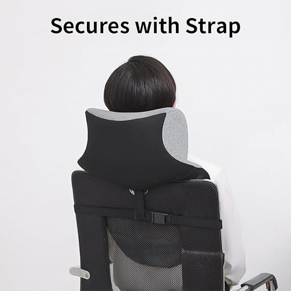 Office Chair Headrest, Adjustable Neck Support Pillow with Removable Washable Cover - Head Rest Attachment for Office Chairs and Wheelchairs, Neck Pillow for Desk Chair Napping (Grey)