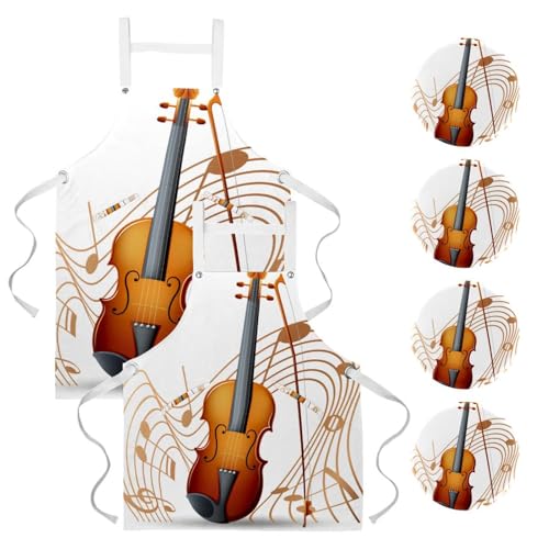 Tablier de cuisine anti-taches motif notes de musique pour protéger vos vêtements