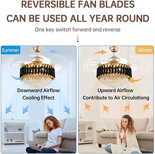 Image of oltao Gracy Chandelier Ceiling Fan with BLDC Motor, Dimmable 3 Colour LED Light, Remote & App Control