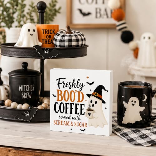 Halloween Coffee Bar Wood Box Sign, Ghost Coffee Bar Kitchen Decor Sign - image 6