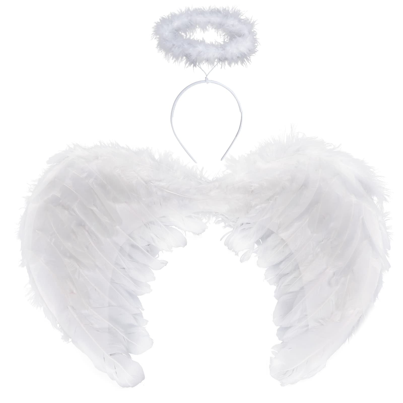 Angel Wings Feather Wings and Halo Headband for Cosplay Party Costume Halloween Dress Up Props Christmas Decoration
