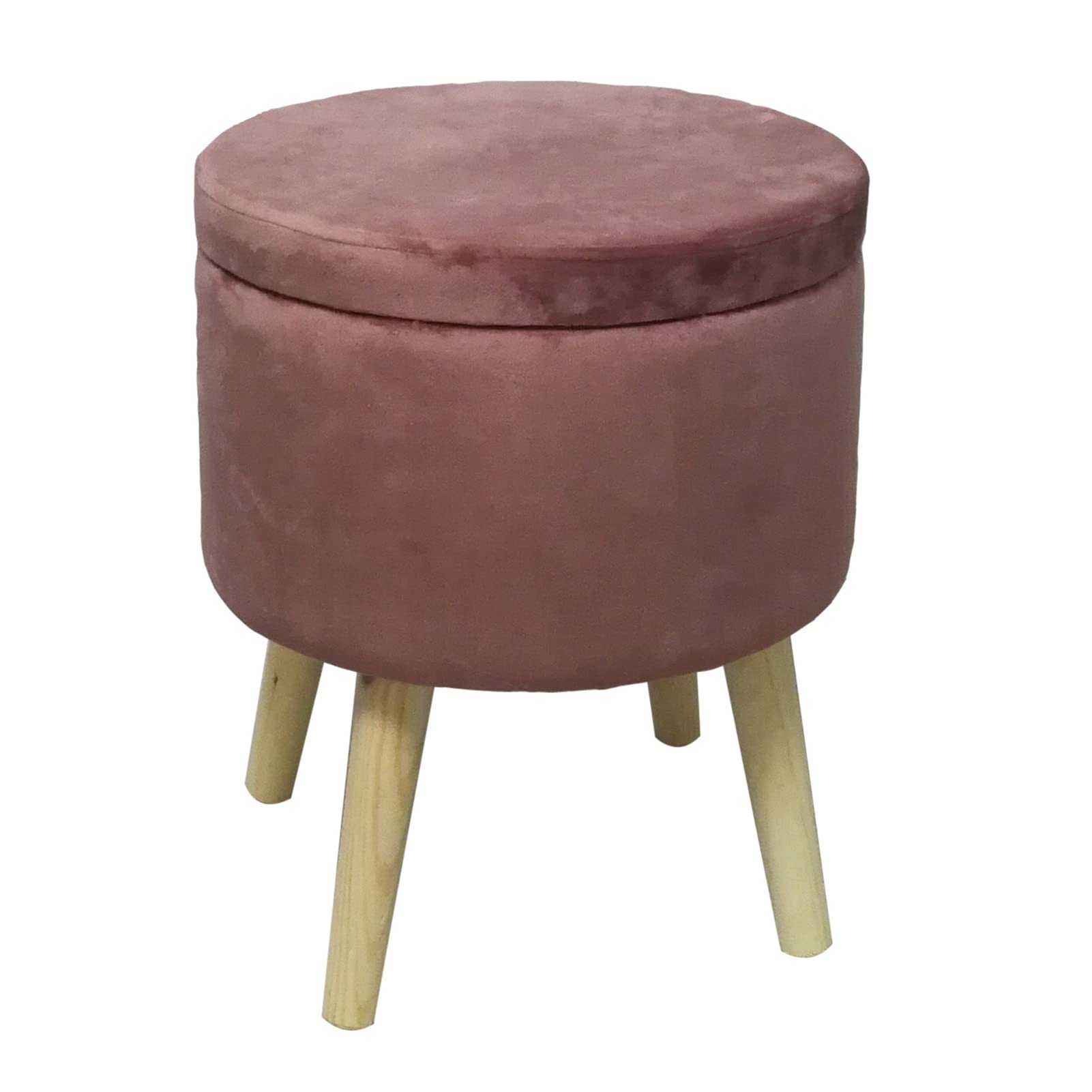 Silla de tocador elegante con patas de madera noble y estructura redonda tapizada