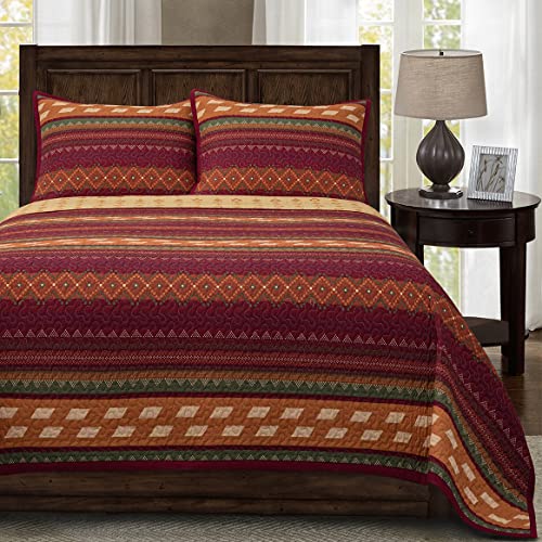 Image of Paseo Road Solace 2 Piece Twin Aztec Western Bedding Reversible Quilt Set