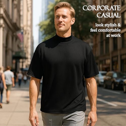 Akwa Men's Short Sleeve Dry Wicking Mock Turtleneck T-Shirt Shirt Made in USA3
