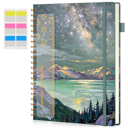 Spiral Notebook Journal 8.5” x 11”, A4 Large Notebooks for Women Men, College Ruled Lined Journal, 100 GSM Paper, Hardcover Spiral Bound Journals for Work School Note Taking Business, Starlit Peaks
