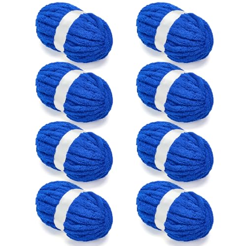 EILYEE Royal Blue Chunky Chenille Yarn for Crocheting - Durable Soft Yarn Thick Yarn for Blanket Scarves Sweaters Easy Work for Beginners and Pros 4.4LB