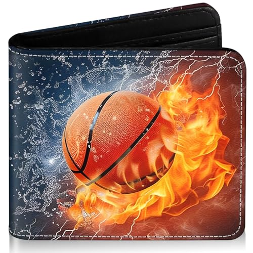 Image of Boys Wallet for Kids, Cool Kids Wallet for Boys Ages 8-10 9-12 11-15, Funny Basketball Leather Bifold Rfid Blocking, Coin Pocket Id Window for Teen Men Youth Guys Birthday Christmas Gifts