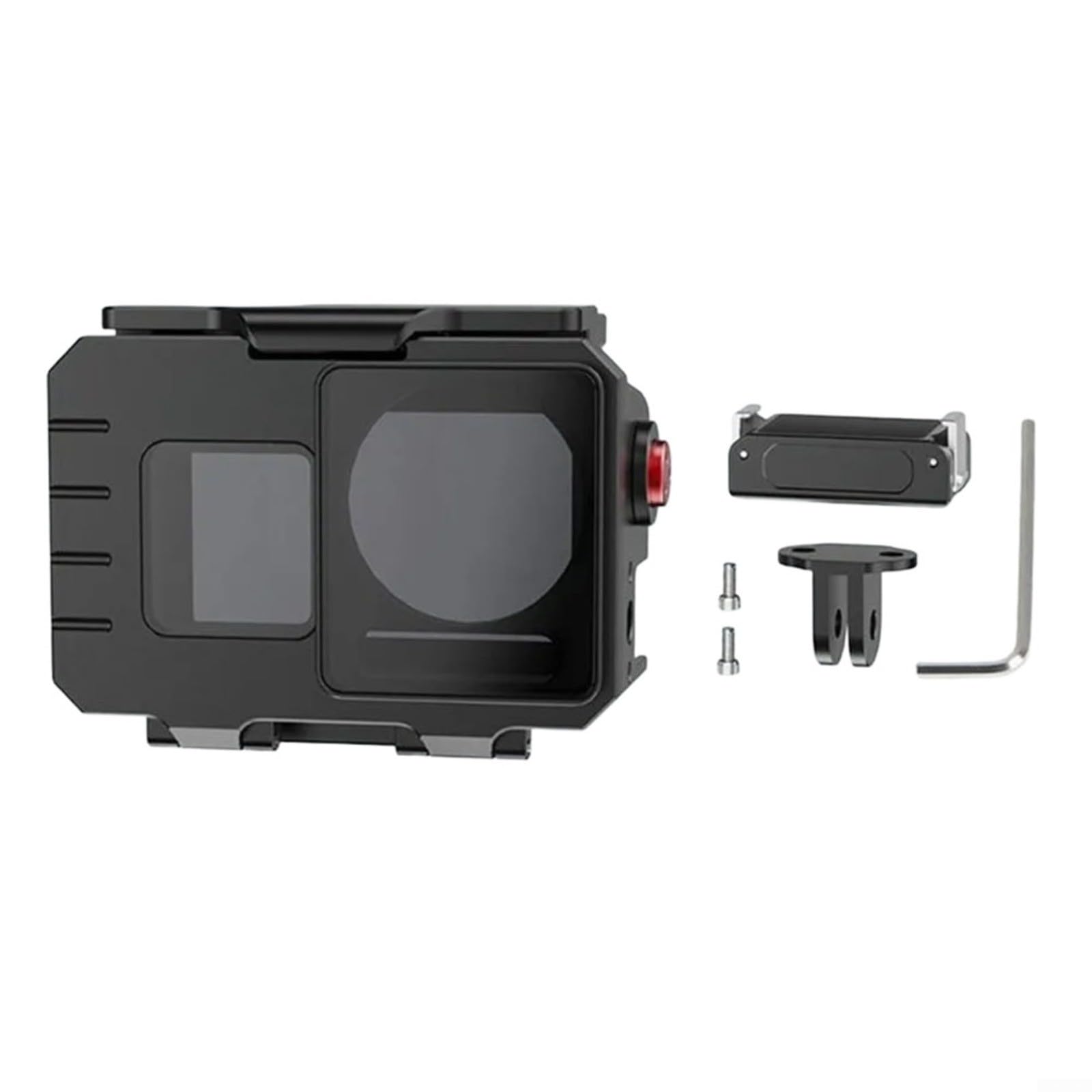 Metall-Tauchgehäuse Für DJI Action 5 Pro/4/3, 80M Wasserdicht Mit EPDM-Dichtung, Transparente Glaslinse, Kalt­schuh Magnetischer Schnellhalterung Für Horizontale/vertikale Aufnahmen(Black2)