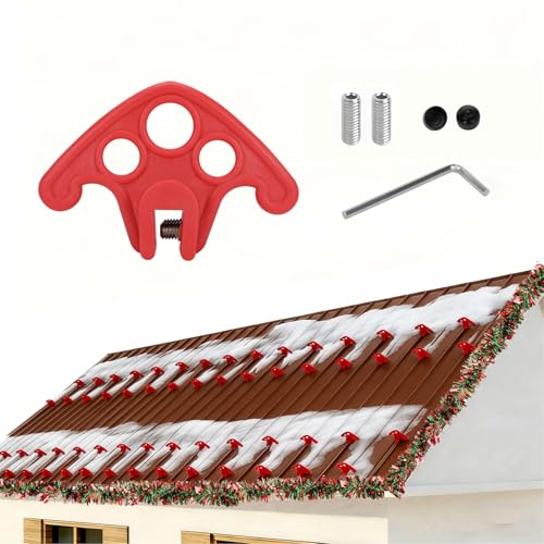 52 Pack Snow Guards for Metal Roofs No Drill Installation Snow Guards for Standing Seam Roofs with Seam Widths Less Than 1/2 Inch Includes 65FT Christmas Tinsel Twist Garland