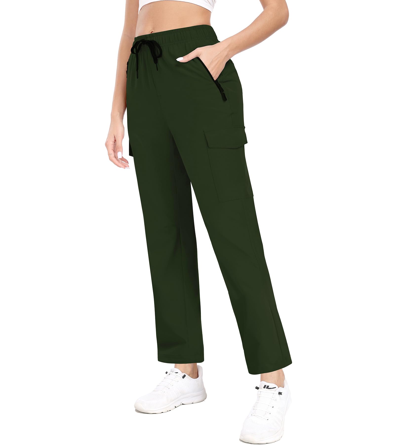 Womens Joggers with Pockets Waterproof Cargo Hiking Pants UPF 50+ Lightweight Quick Dry for Workout Travel HH24012