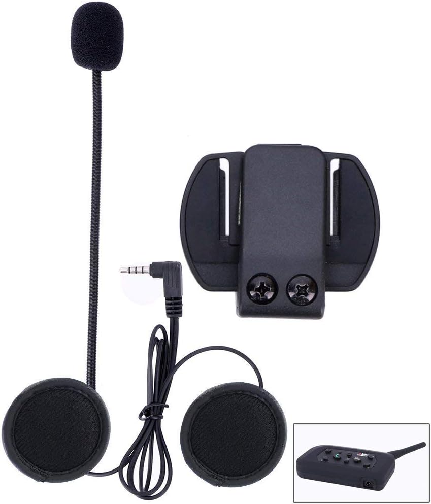 Motorcycle Intercom Bluetooth 4.1 Headset Helmet Communication Systems Kit, Supports 8 Team Group, Hands Free Phone Call with MIC for MOTO Ski Scooter (Headset)