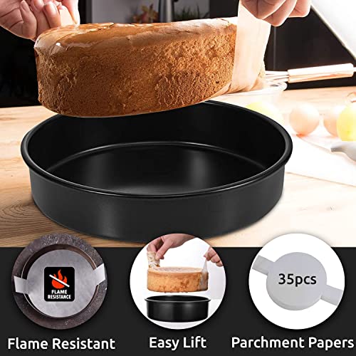 Rfaqk 100Pcs Round Cake Pans Sets For Baking-Nonstick 8 Inch Cake Pan Set Of 3 With Parchment Papers, Cake Leveler, Muffin Liners, Icing Spatula And Cake Board-Multi Functional Baking Pan Set #TOP3
