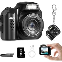 Saneen Mini Tiny Camera 4K Mini Pocket Digital Camera 1.54 in LCD Screen Portable Video Recorder with 16GB Card for Travel, Kids, Gifts