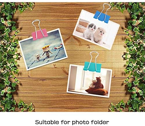 100 Pcs Foldback Clips - Binder Clips 4 Sizes Assorted Colours Small Paper Clamps Clips Stationery 15mm 19mm 25mm 32mm