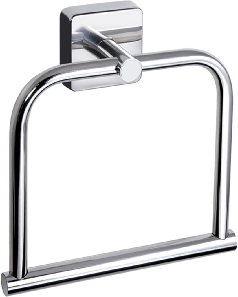 Kapitan Quattro Towel Ring Square Style Stainless Steel Bathroom Towel Hanger Holder 7.09 inches/ 18cm, AISI 304 18/10, Polished Finish, Wall Mounted Self Adhesive, Made in EU, 20 Years Warranty