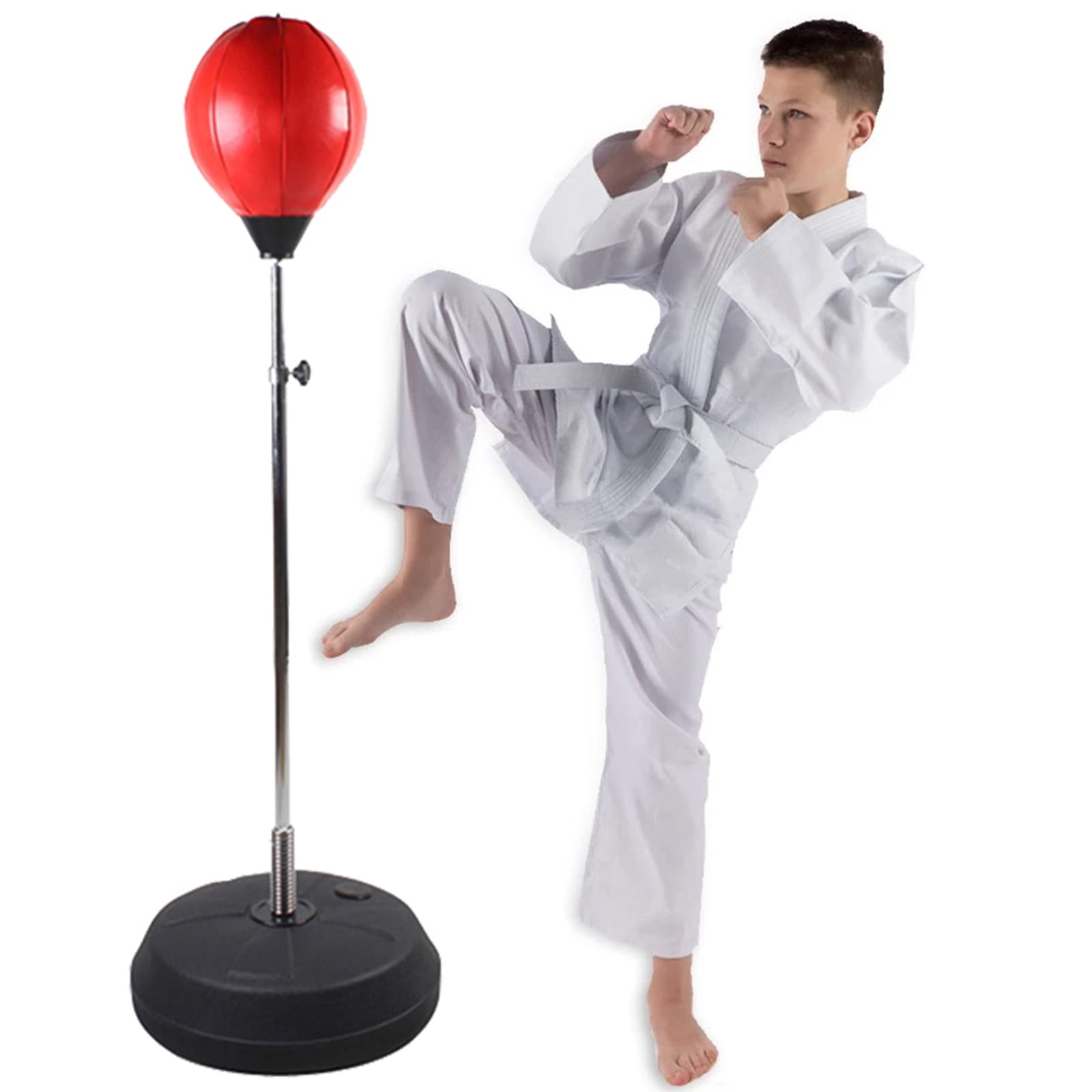 Sac de boxe enfants réglable TIM-LI punching ball sur pied en PVC pour entraînement