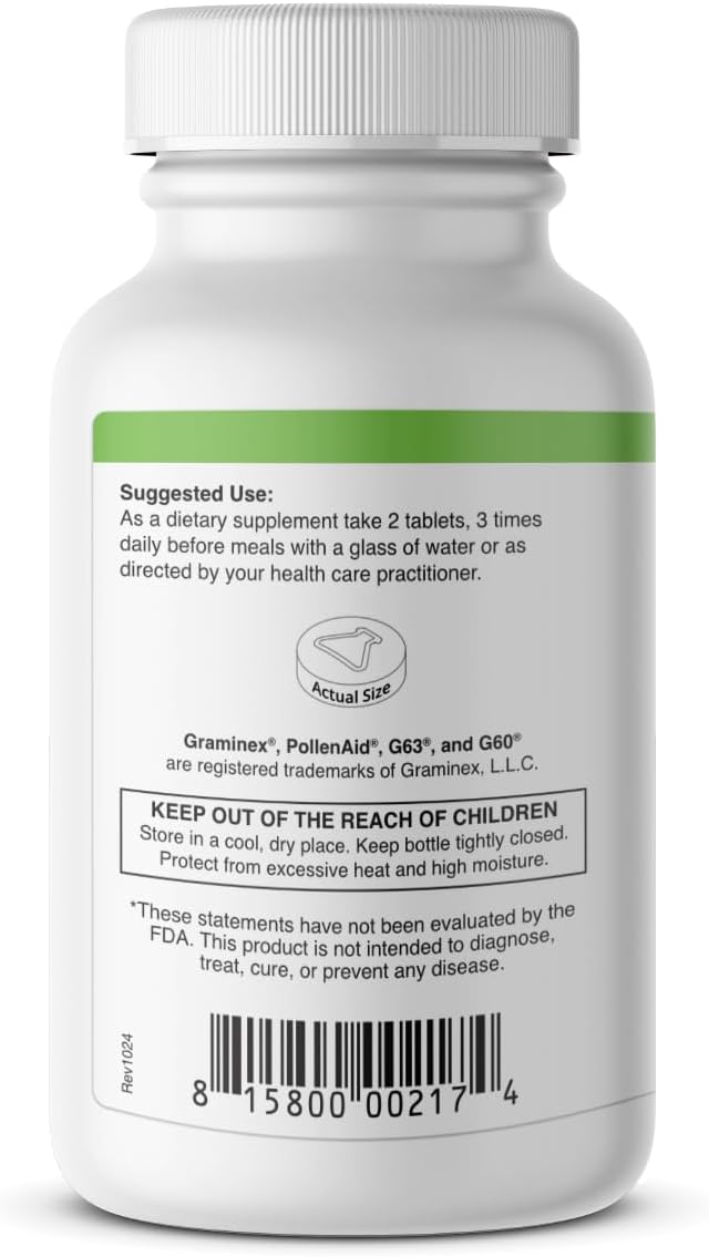 Graminex PollenAid Prostate Supplement: All Natural Prostate Support for Bladder Control & Urinary Tract Health, Rye Pollen Extract Made in USA, 200 Tablets (Pack of 2)