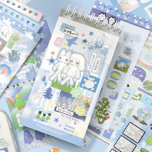 Image of 20 Sheets INS Style Cute Cartoon Sticker Book - Kawaii Stickers for Journaling Junk Journal Scrapbooking Planner DIY Crafts Teens