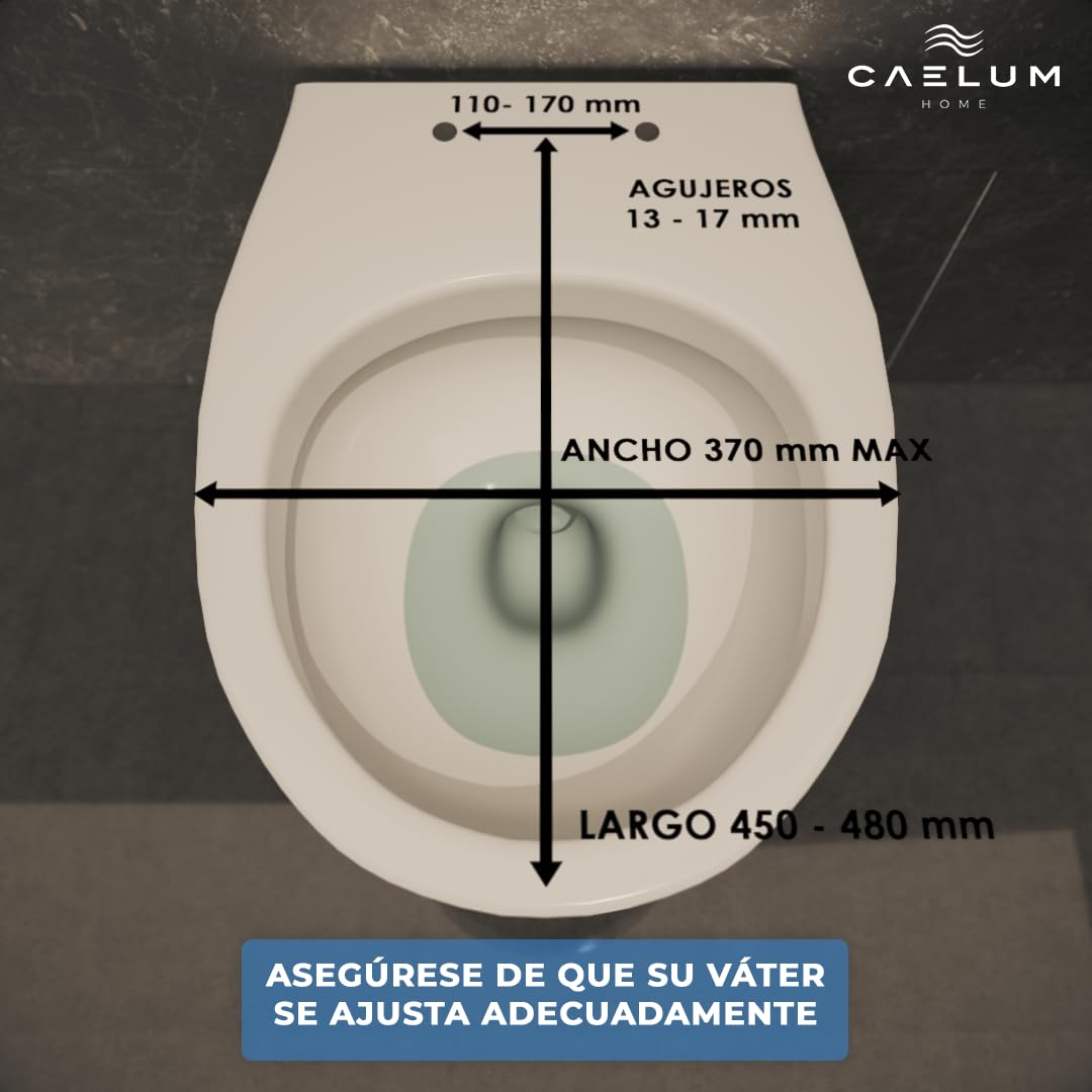 Tapa de WC. Asiento de inodoro universal en forma de O con cierre suave y lento, fácil montaje y limpieza. (450x370x50) mm (Forma de O)