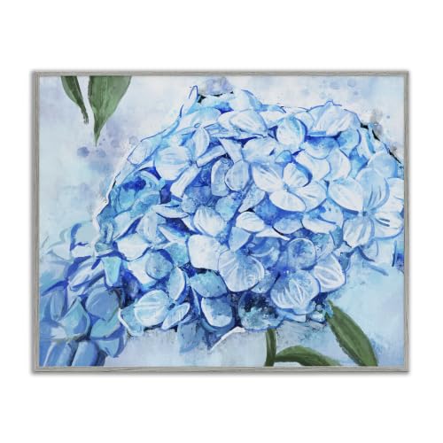 'Blue Hydrangea Blossom Leaves'| Framed Giclee Art