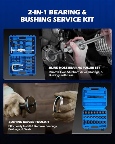 Image of Orion Motor Tech OMT 2 in 1 Blind Hole Bearing Puller & Bushing Press Kit | Complete Bushing Driver Tools and Blind Bearing Removal Tool Set with Slide Hammer