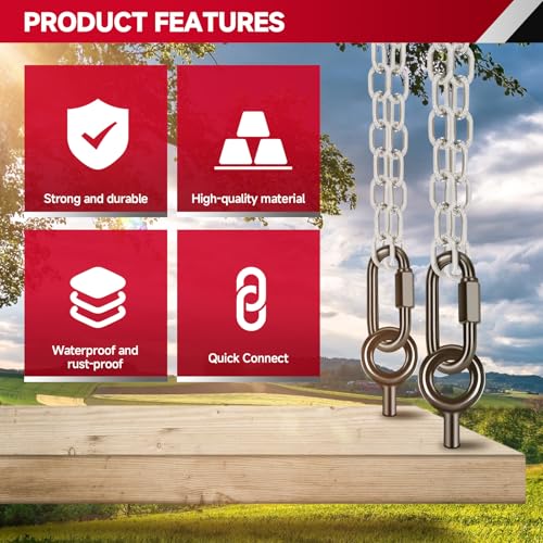 8Pcs 3.5” Quick Link Chain Connector, 2200lbs Capacity M10 Heavy Duty High Strength Giant Carabiners for Hammock, Swing, Camping, Fishing, Hiking