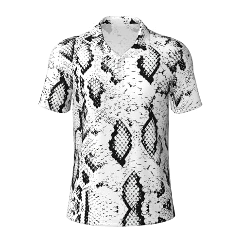 Polo imprimé serpent EdWal pour homme t-shirt noir et blanc sport