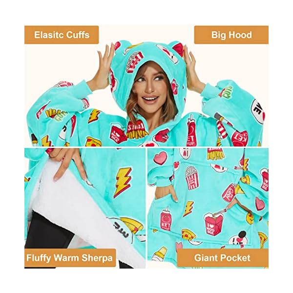 THREE POODLE Decken Hoodie Damen, Oversize Hoodie Decke Pullover, Kuschelpullover Damen, Übergroßer Hoodie Damen… – Bild 6