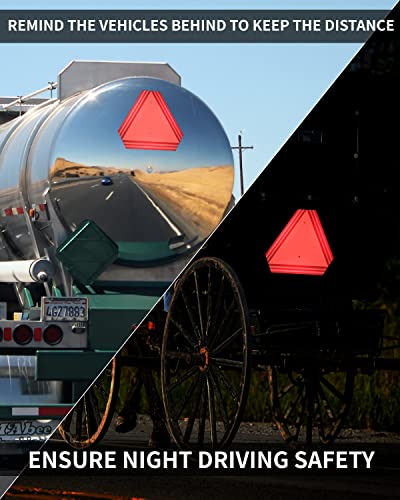 Image of Slow Moving Vehicle Triangle Sign - SMV Sign for Golf Cart, UTV /ATV /RTV, Tractor & Farm Equipment - Highly Reflective Up to 7 Years, 14 inchx16 inch 80-mil Thick Plastic - 2PACK - Includes Screws & Zip Ties