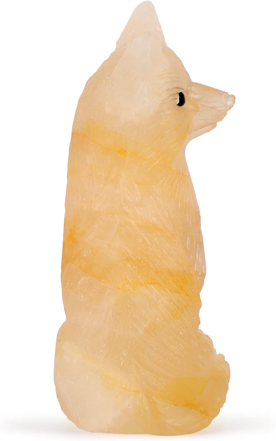 SMQ 2.4" Citrine Crystal Fox Statues and Figurines,Carved Gemstone Fox Animal Carvings Collectible Healing Crystal Stones Sculpture for Home Garden Decor