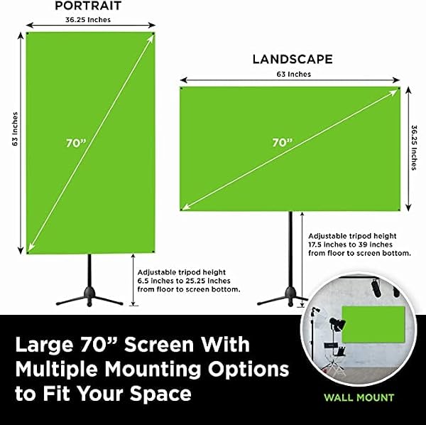 Valera Explorer Green Screen with Stand - Portable Chroma Key Panel, 1000 Free Backgrounds Included, Wrinkle Resistant Green Fabric Backdrop, Tripod & Wall Mount, Carry Case, Portrait & Wide Landscape by On the Go Screens - Image 2