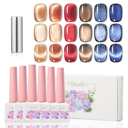 Kit 6 esmaltes gel Cat Eye 12ml con palo magnético miniatura 1