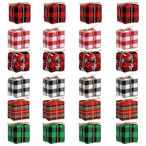 Deko Geschenkpäckchen, 24 PCS Christbaumschmuck, Kleine Geschenkboxen...