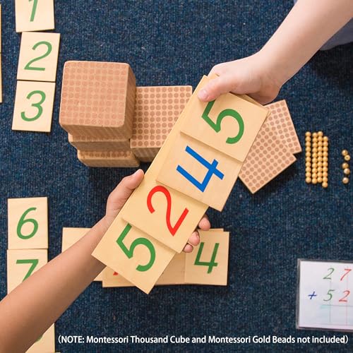 Image of Hidoggy Montessori Small Number Cards with Box (1-9000), Wooden Math Number Counting Manipulative Toys, Basic Math Games Preschool Learning Educational Materials for Toddler Kids 3 4 5 Years