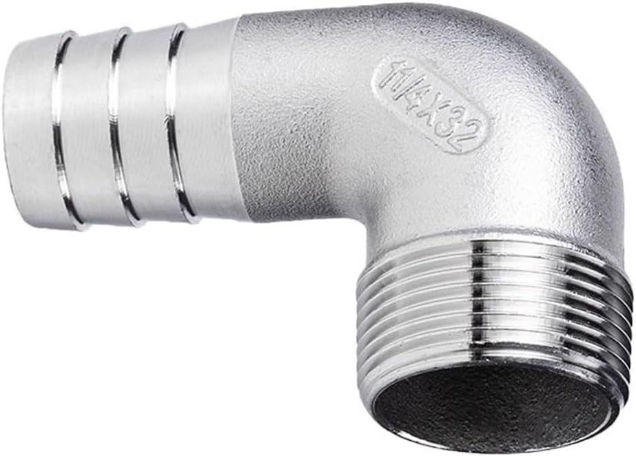 Stainless steel pipe fittings,stainless steel elbow,1pcs 90°Elbow, 20mm 25mm 32mm 38mm 40mm Hose Barb X 3/4" 1" 1-1/2" 1-1/4" 2" Male 304 Stainless Steel 90 Degree Elbow Pipe Fitting (Size : 2" 38MM)(
