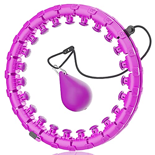 [2022 Updated] Smart Weighted Hoola Hoop for Adults Weight Loss, Infinity Hoop 360Â° Exercise Fitness Hula Hoop, Friendly for Beginners, 24 Sections Detachable Knots/Adjustable Auto-Spinning Ball